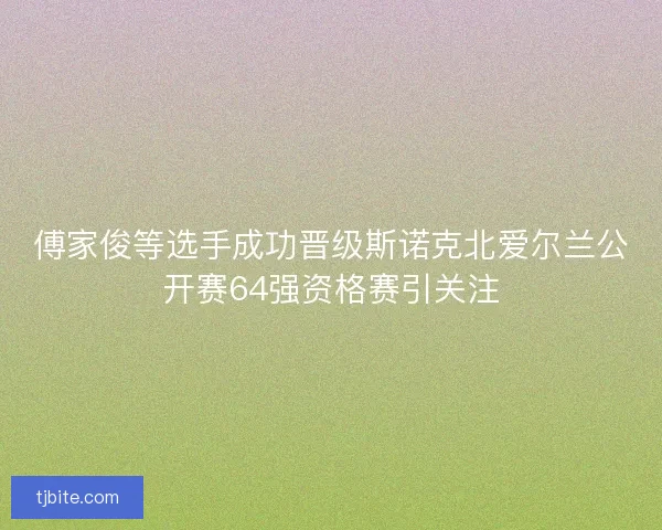 傅家俊等选手成功晋级斯诺克北爱尔兰公开赛64强资格赛引关注
